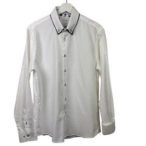 Denim And Flower Ricky Singh Shirt Mens Medium 40 White Long Sleeve Button Front